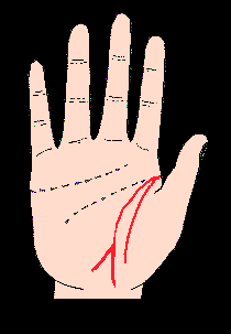 生命線，手掌生命線圖解，手相生命線算命圖解