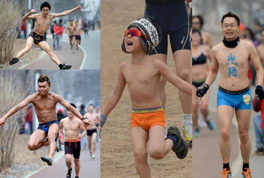 閃開，光豬來了！北京光豬節“裸跑”大軍奇葩造型引網友爆笑