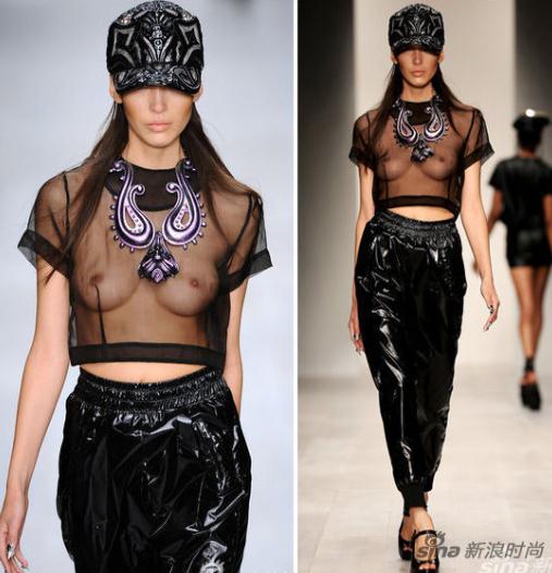時裝周男女模特露肉裝-KTZ秀場：徹底的黑紗透視